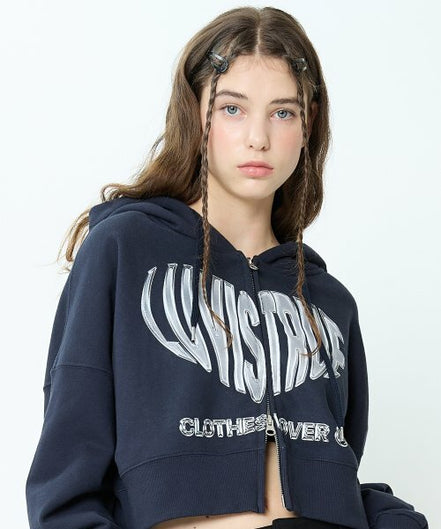 LUVISTRUE - VL 2-WAY CROP HOOD ZIP UP (NAVY)