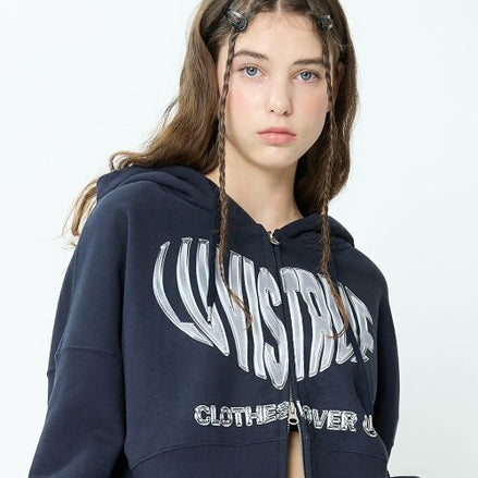 LUVISTRUE - VL 2-WAY CROP HOOD ZIP UP (NAVY)