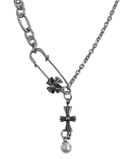 (yeji同款) OFUSE - pearl drop necklace(cross)