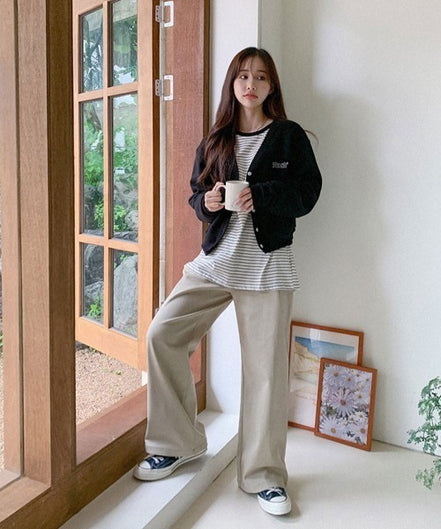 (現貨) muahmuah - cotton wide pants (beige)