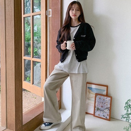 (現貨) muahmuah - cotton wide pants (beige)