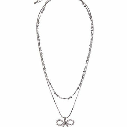 LUVISTRUE - CH RIBBON NECKLACE(SILVER)