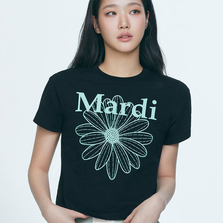 MARDI MERCREDI - SLIM TSHIRT FLOWERMARDI (BLACK MINT)
