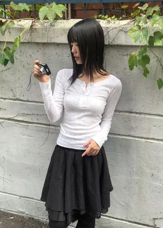 KR BUTTON ROUND NECK TOP (4 COLORS)