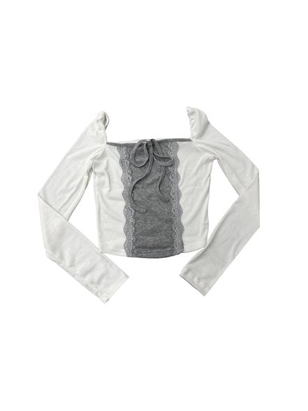 (現貨) KR TWO TONE LACE TOP (3 COLORS)