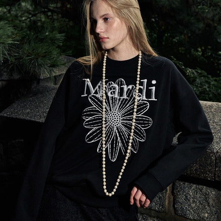 MARDI MERCREDI - SWEATSHIRT FLOWERMARDI NEEDLEWORK (BLACK LIGHTGREY)
