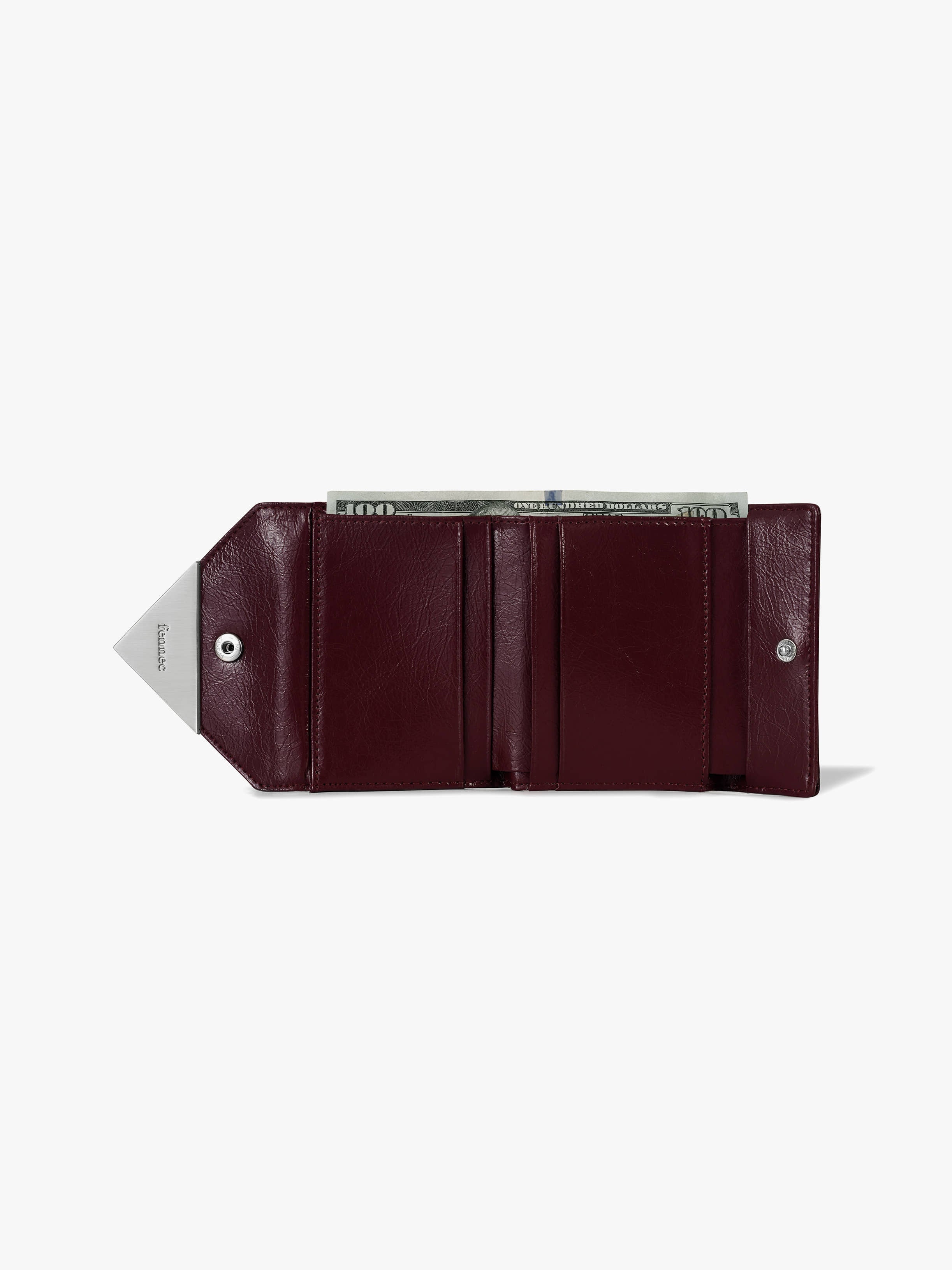 CRINKLE TRIANGLE DOCO WALLET (DEEP CHERRY)