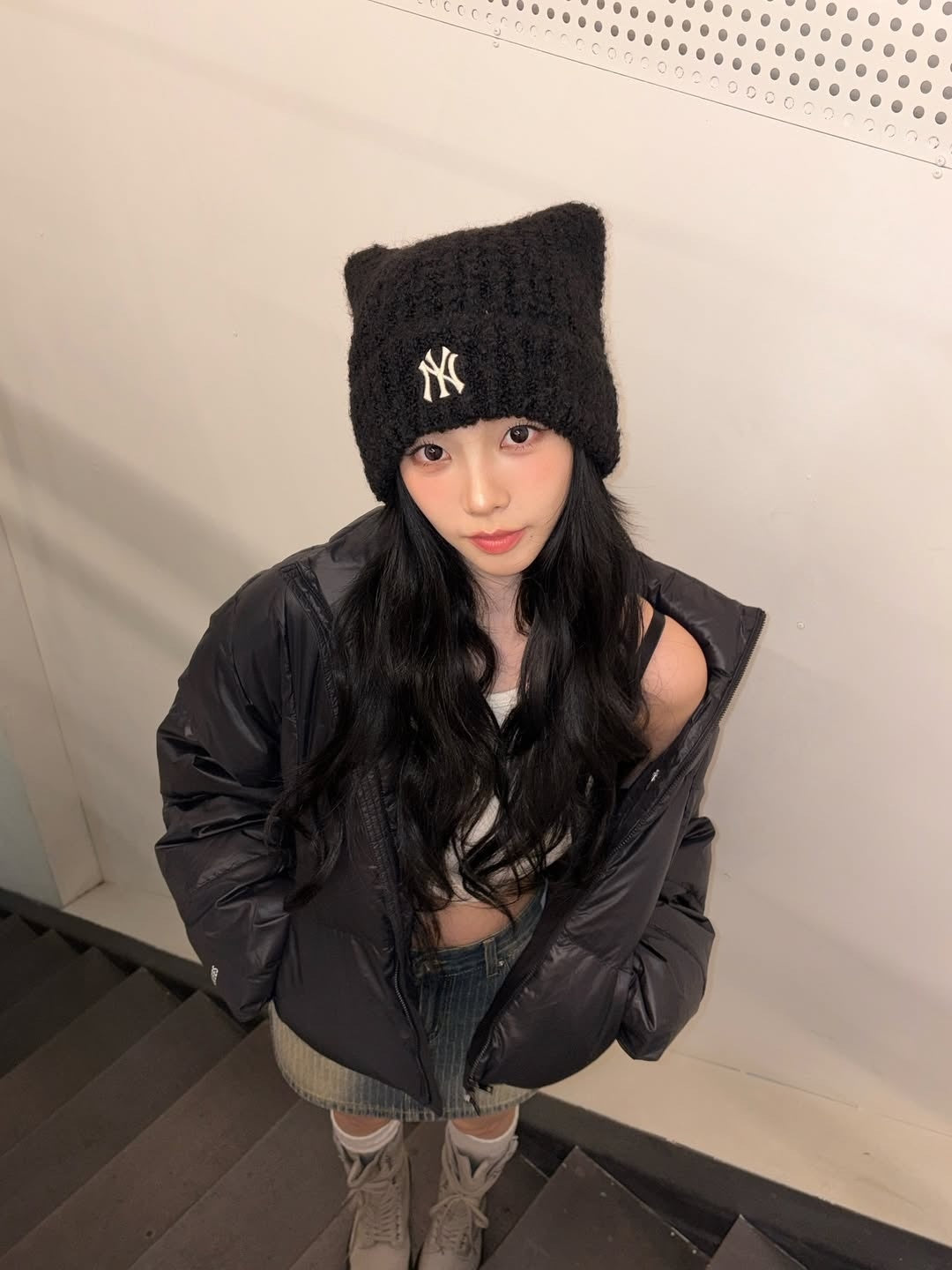 (KARINA同款) MLB CAT BEANIE (BLACK)