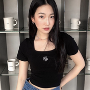 MUAHMAUH - SQUARE NECK CROP T-SHIRT (3 COLORS)