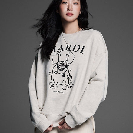 MARDI MERCREDI - SWEATSHIRT SWING THE TAIL DDANJI PEARL NECKLACE (OATMEAL BLACK)
