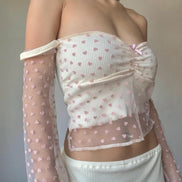 TH HEART RIBBON LACE TOP