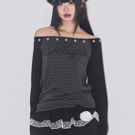 illigo - raglan off shoulder long sleeve (charcoal)