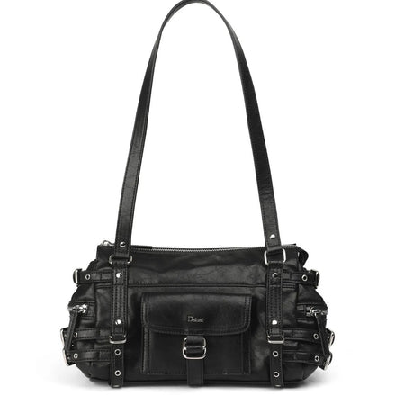 DEINET - BELTED POCKET MINI SHOULDER BAG (BLACK)