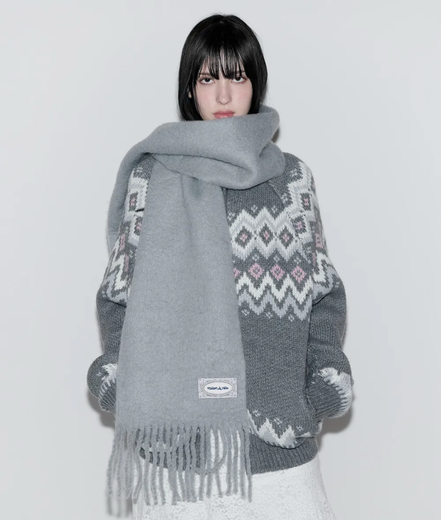 rolarola - lace label hairy muffler (gray)