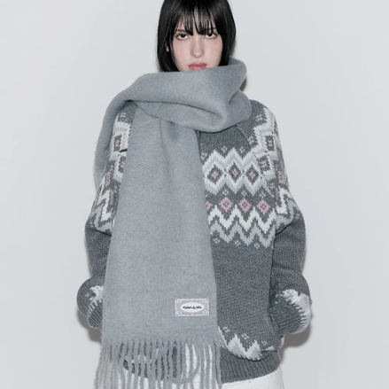 rolarola - lace label hairy muffler (gray)