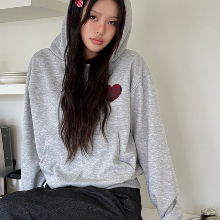 KR CHECKED HEART HOODIE (3 COLORS)