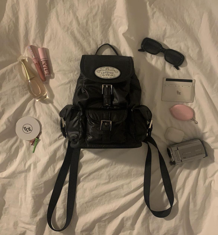 LOTSYOU -NOSTALGIA CHUBBY BACKPACK (BLACK) [JENNIE同款]