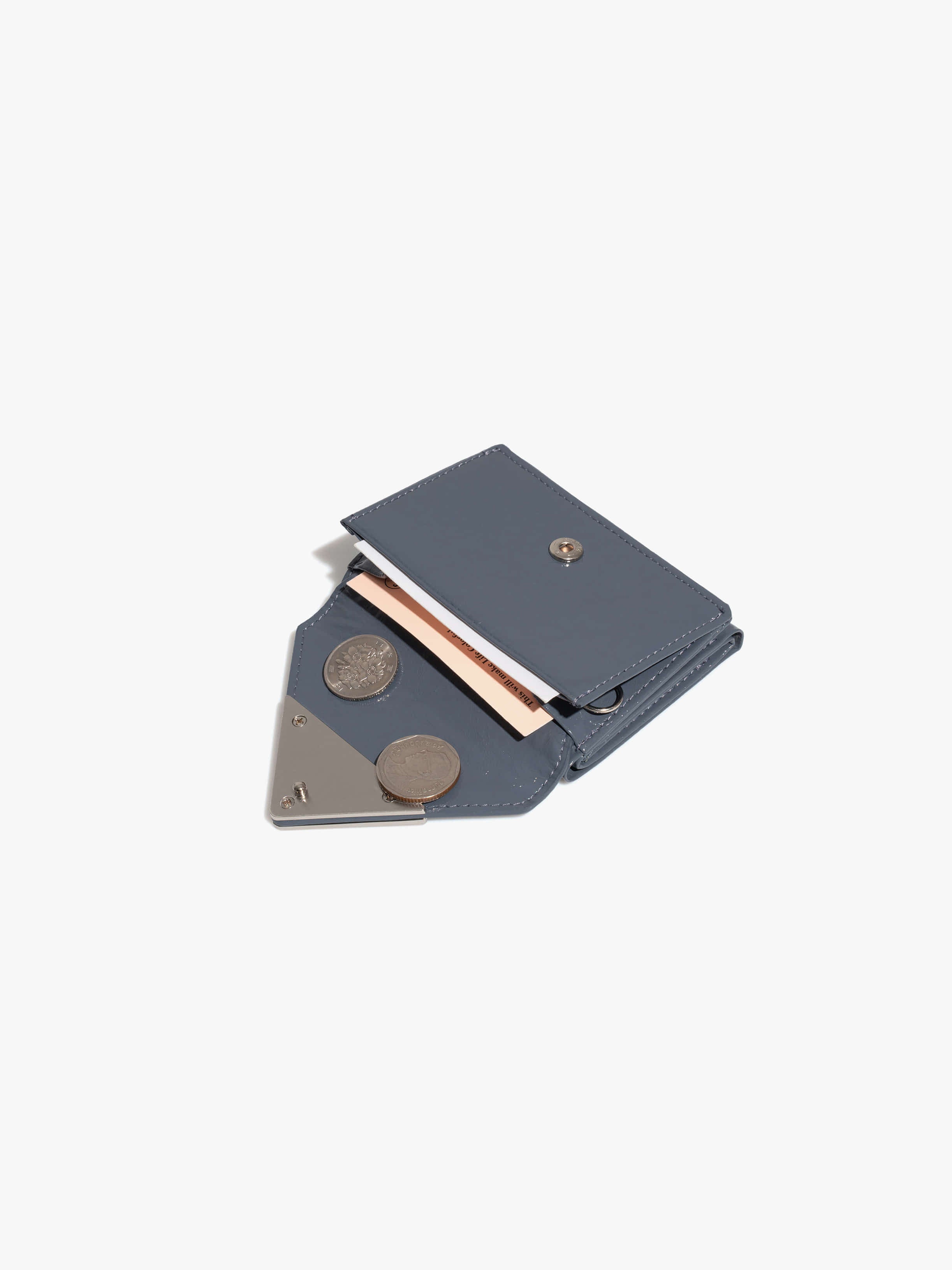 CRINKLE TRIANGLE TRIPLE WALLET (DARK GREY)
