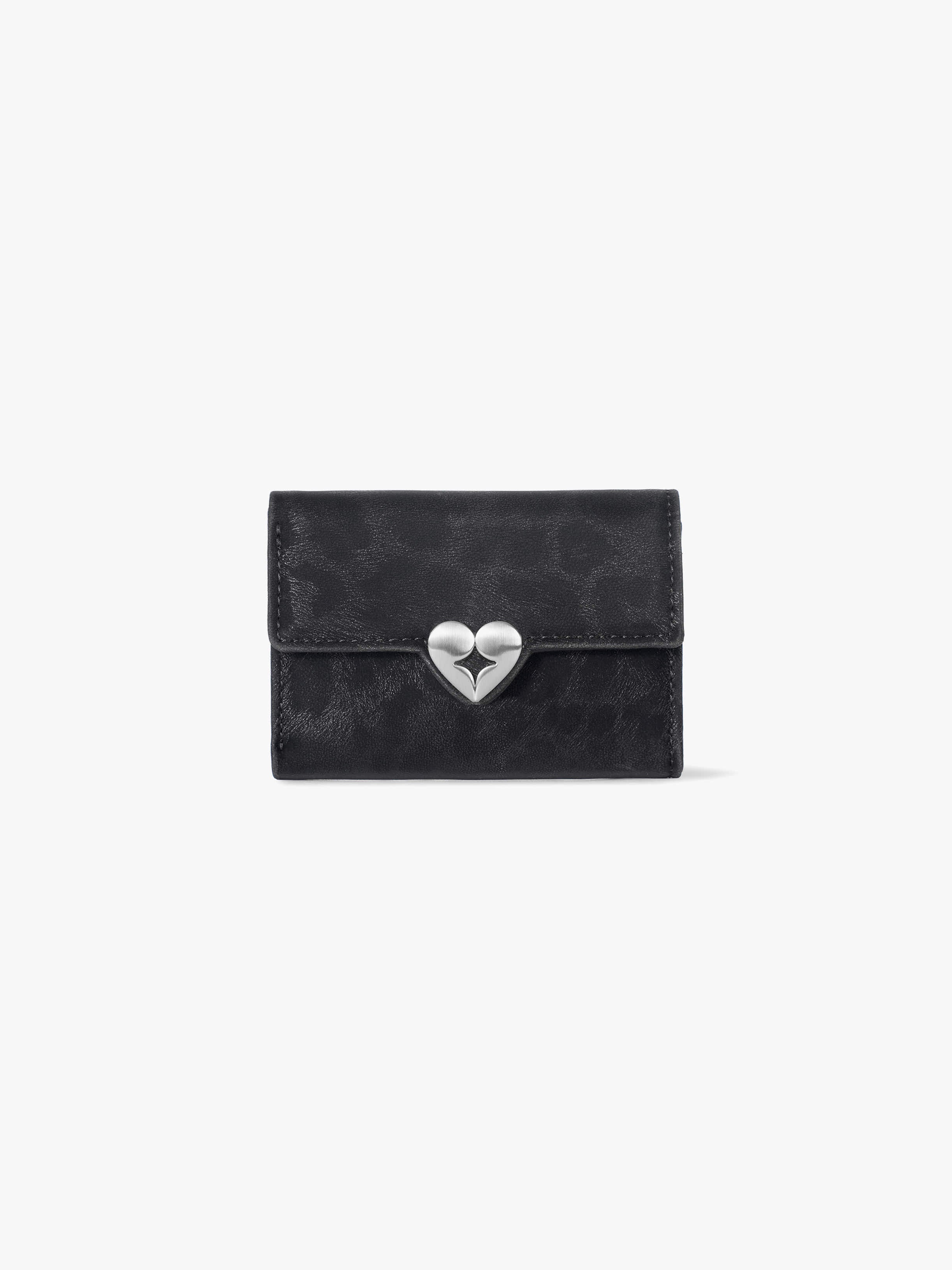 HEARTY FLAP WALLET (LEOPARD BLACK)