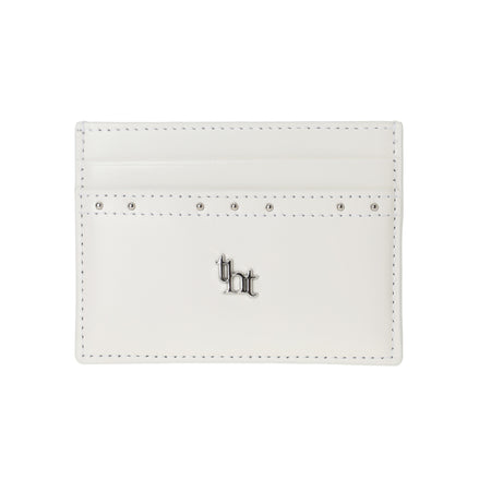 THREE TIMES - Classic stud card holder (Ivory)