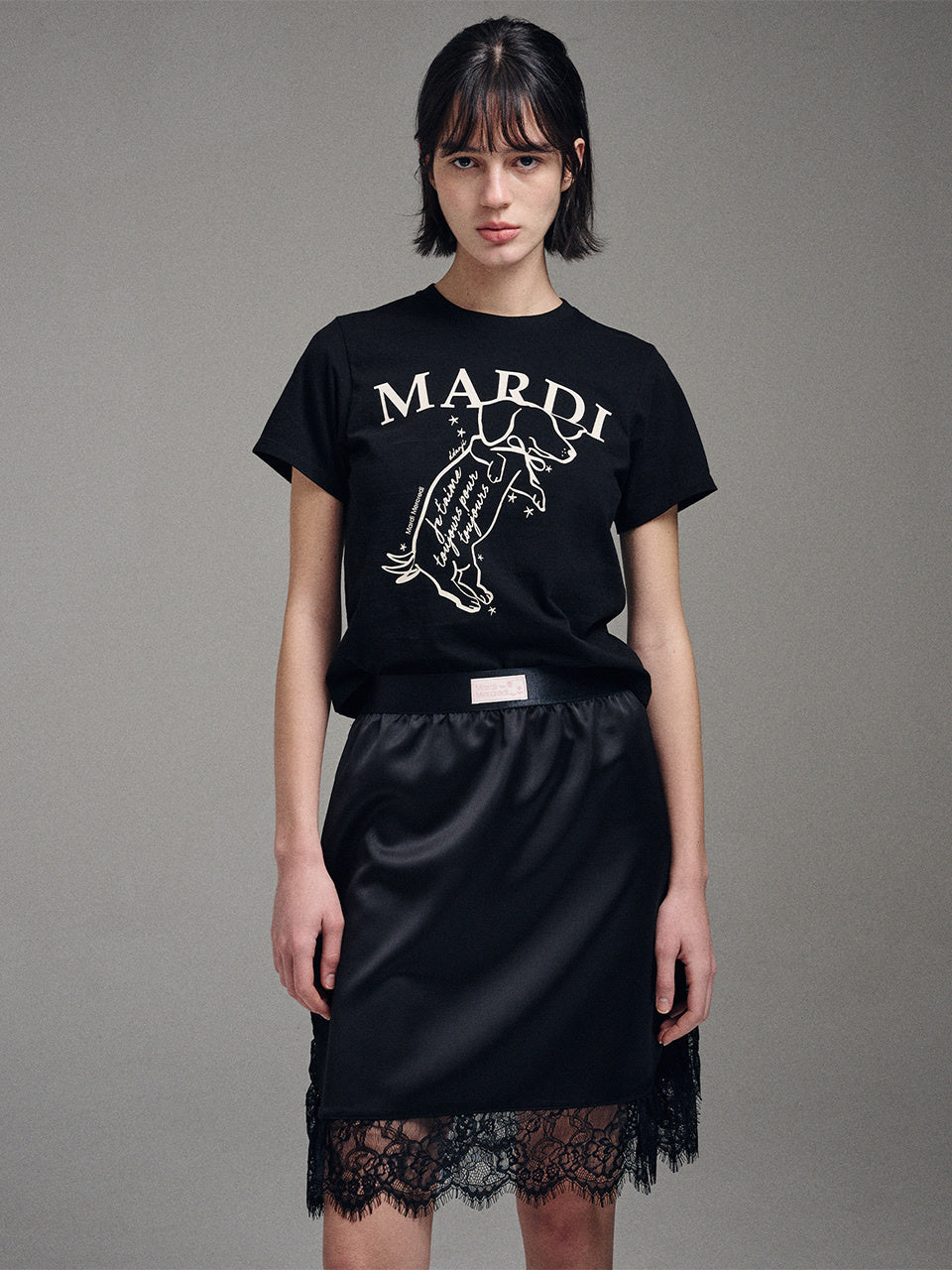MARDI MERCREDI - SLIM TSHIRT SWING THE TAIL DDANJI (BLACK CREAM)