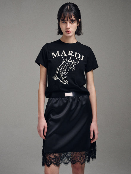 MARDI MERCREDI - SLIM TSHIRT SWING THE TAIL DDANJI (BLACK CREAM)