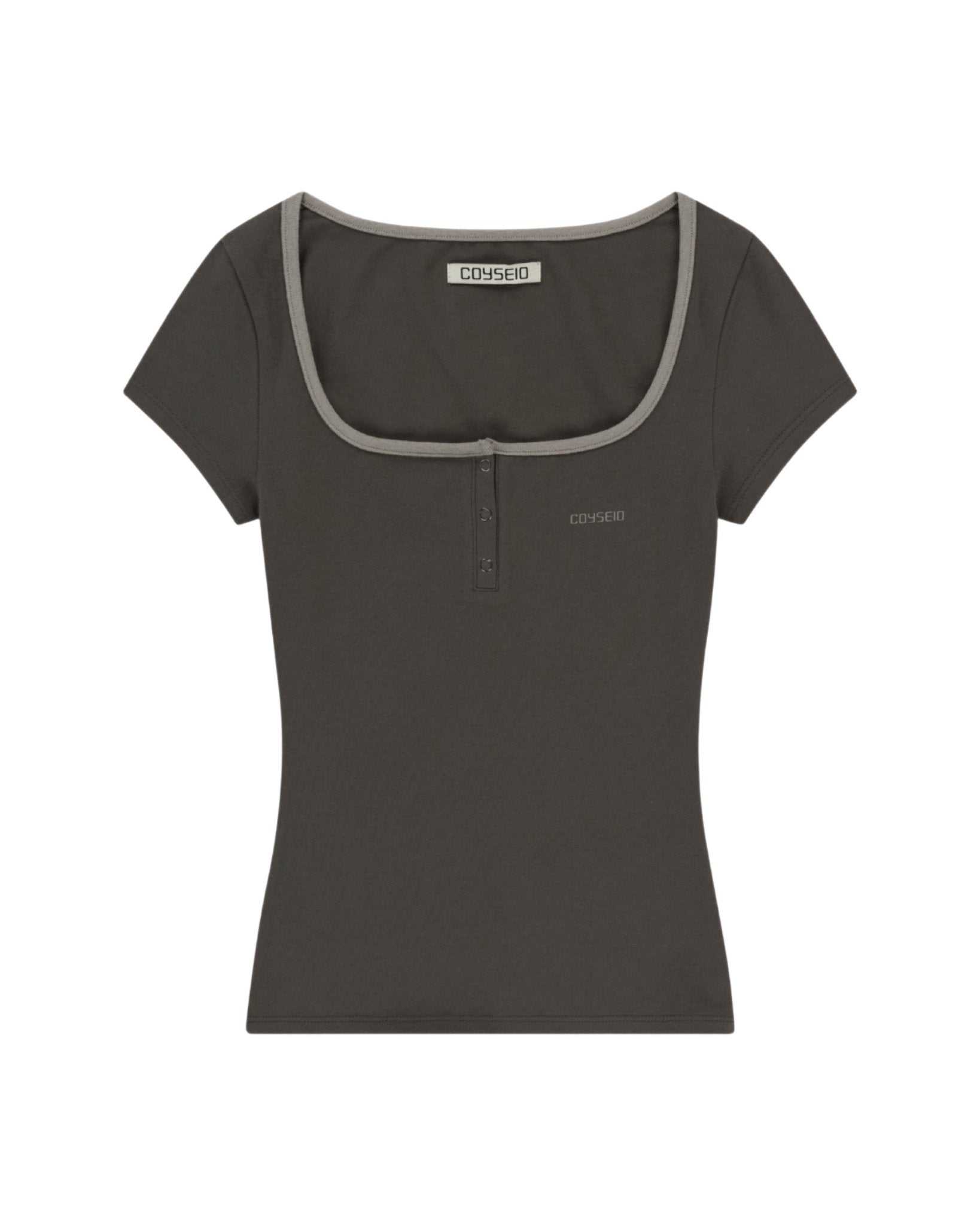 (ahyeon同款) coyseio - prong snap mini logo tee (ash brown)