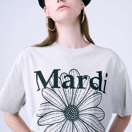 MARDI MERCREDI - TSHIRT FLOWERMARDI｜OATMEAL BLACK