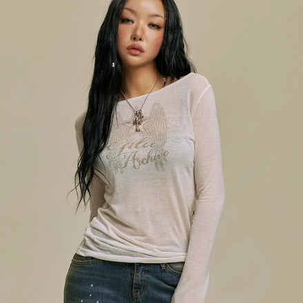 gila archive - STAR WING SHEER LONG SLEEVE (WHITE)