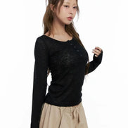 KR BUTTON ROUND NECK TOP (4 COLORS)