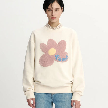 fallett - buckle flower sweatshirt (ivory)