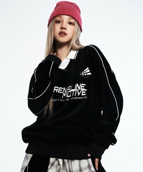 GROOVERHYME ADRENALINE MOTIVE VELVET SWEATSHIRT (BLACK)