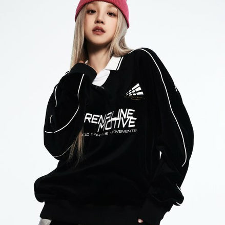 GROOVERHYME ADRENALINE MOTIVE VELVET SWEATSHIRT (BLACK)