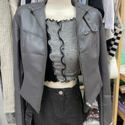 KR J LEATHER JACKET (GREY)