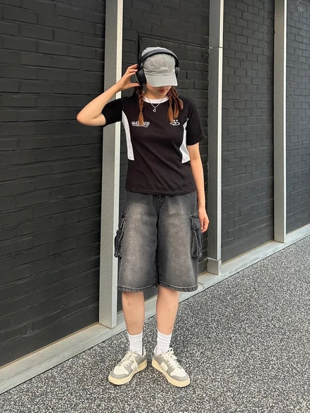 [5分褲] AVANDRESS - Wide Cargo Half Denim Pants (5 COLORS)