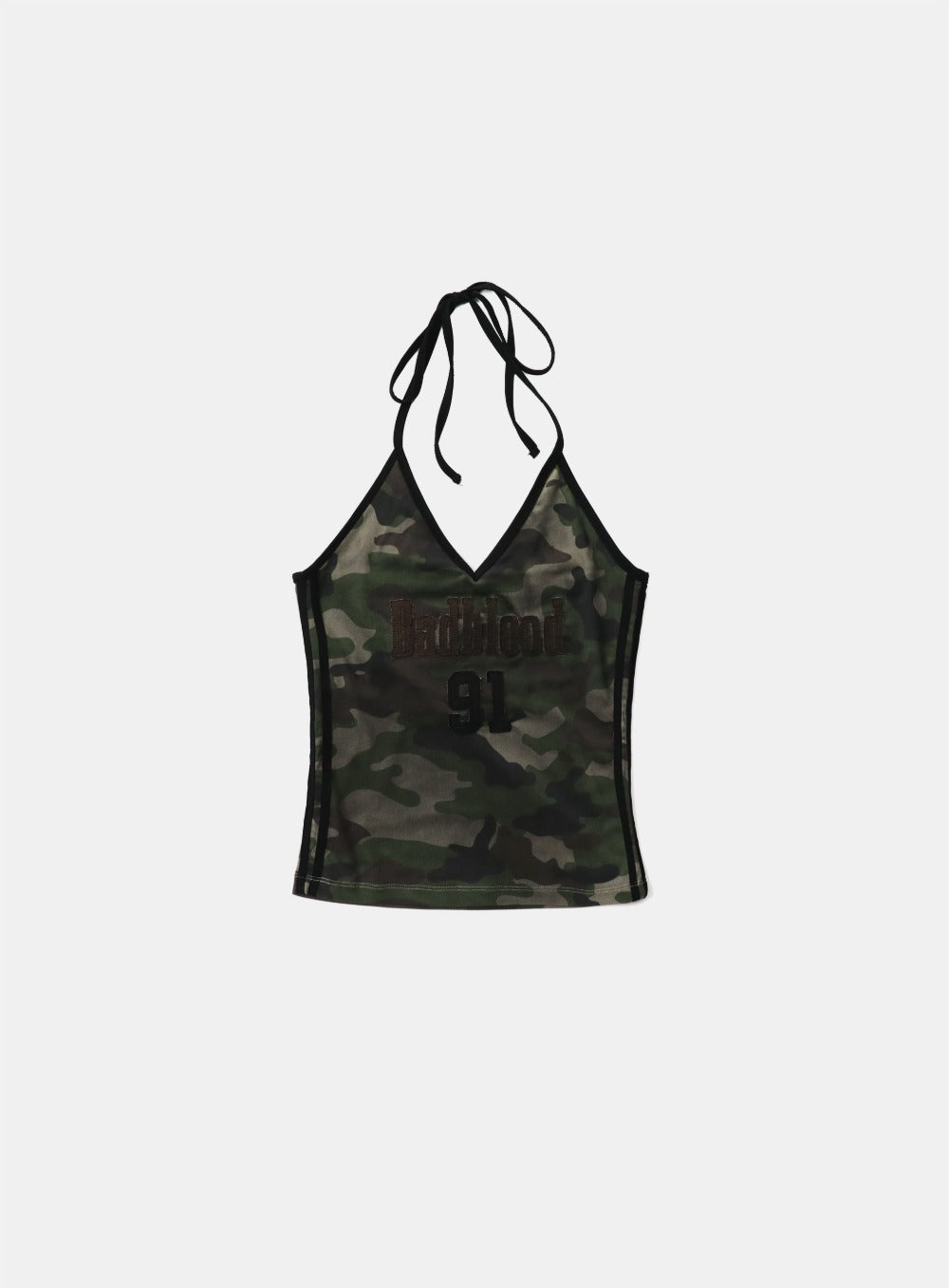 bad blood - Vintage Club Halter Tank (Green Camo)