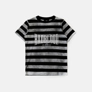 bad blood - Curved Logo Dusty Stripe T-Shirt (Black/Grey)