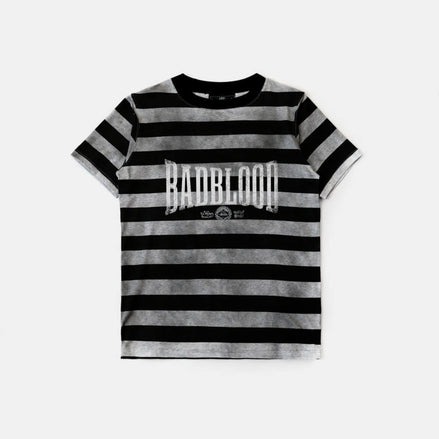 bad blood - Curved Logo Dusty Stripe T-Shirt (Black/Grey)