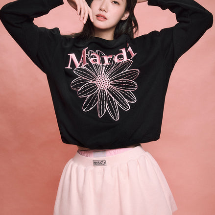 MARDI MERCREDI -  SWEATSHIRT FLOWERMARDI NEEDLEWORK (BLACK PINK)