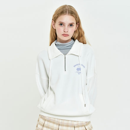 KIRSH - CHERRY ARCH CROP HALF ZIP UP [WHITE]