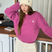 muahmuah - STITCH LOGO ROUND KNIT (PINK)