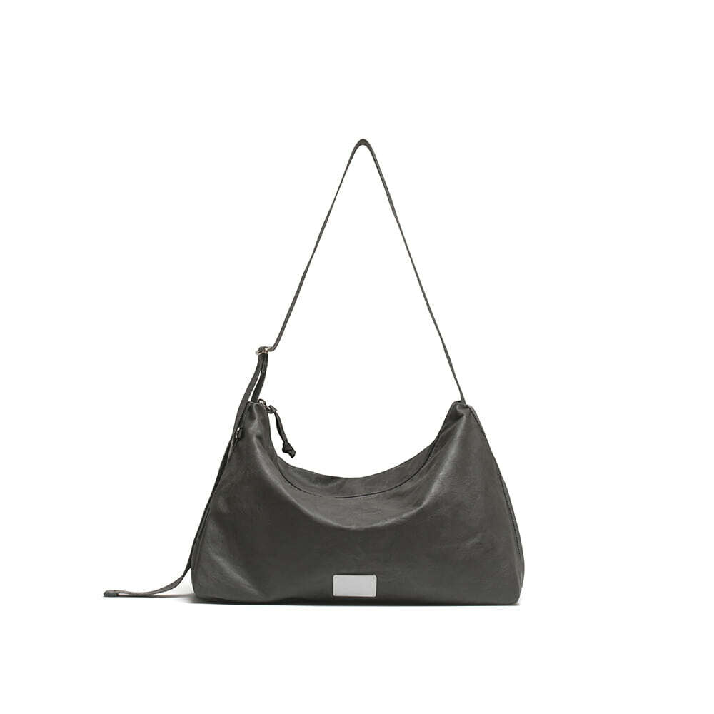 LEATHER HOBO BAG (GREY)