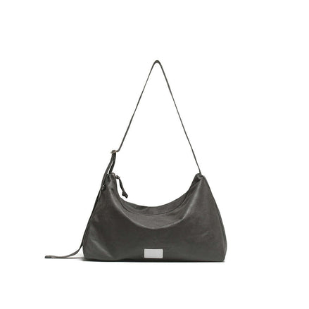 LEATHER HOBO BAG (GREY)