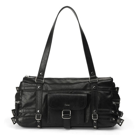 DEINET - BELTED POCKET SHOULDER BAG (BLACK)
