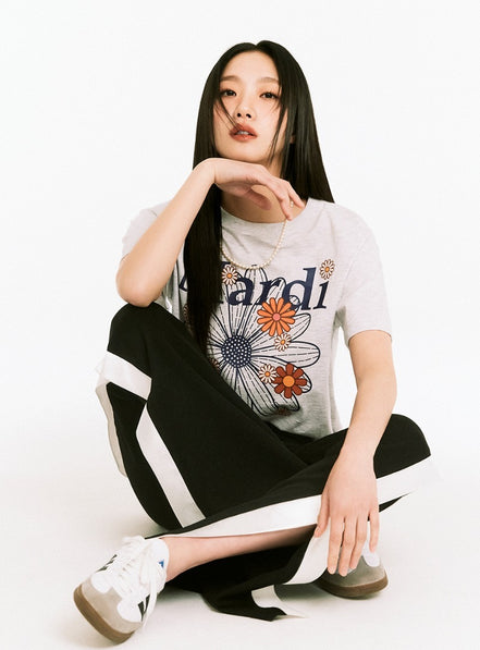 MARDI MERCREDI - TSHIRT FLOWERMARDI BLOSSOM｜HEATHER NAVY