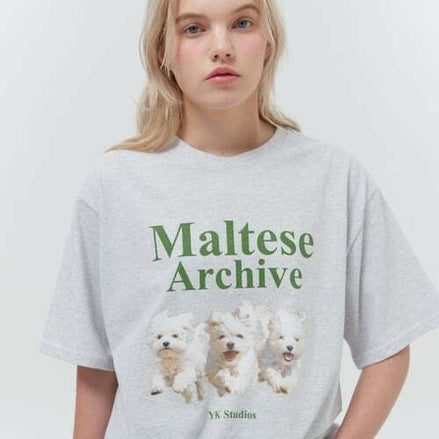 WAIKEI - Maltese archive half sleeve tshirt (MELANGE WHITE)