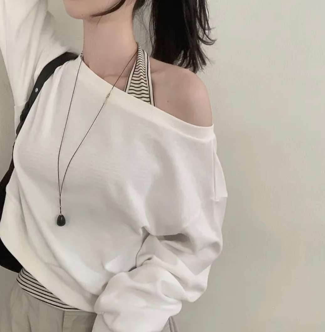 KR STRIPE SLEEVELESS & OVERSIZED SWEATSHIRT SET (3 COLORS)