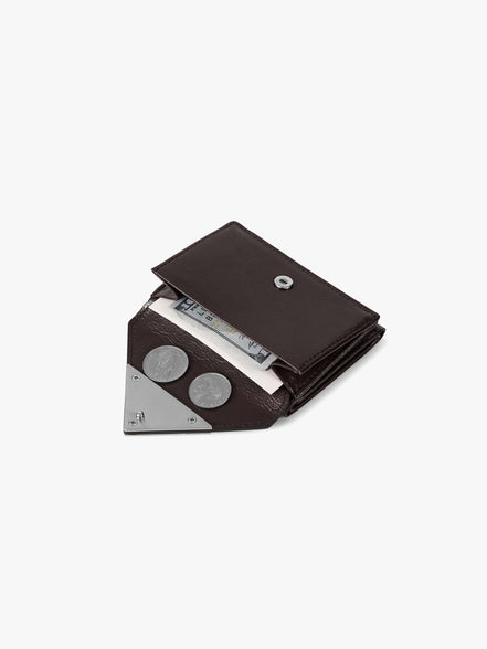 CRINKLE TRIANGLE TRIPLE WALLET (ESPRESSO)