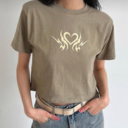 現貨 KR Y2K FIRE HEART CROP TEE 3 COLORS