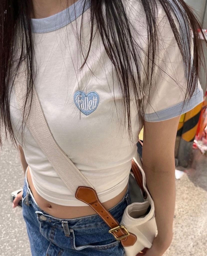 fallett - heart emblem ringer short sleeve (SKY BLUE)